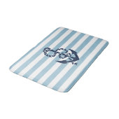 nautisch blauw gestreept marineanker badmat (Gekanteld)