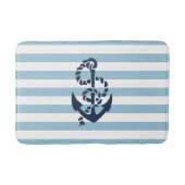 nautisch blauw gestreept marineanker badmat (Voorkant)