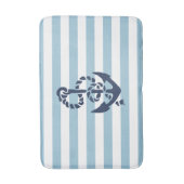 nautisch blauw gestreept marineanker badmat (Voorkant Verticaal)