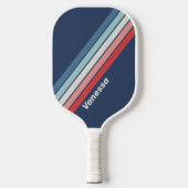  Nautisch Blauw Gestreept met Naam Pickleball Paddle (Voorkant)