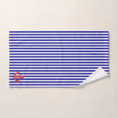 Nautisch blauw gestreept rood anker bad handdoek (Handdoek)