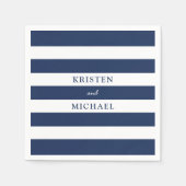 Nautisch blauw gestreepte bruiloft servet (Voorkant)