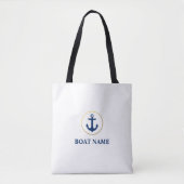 Nautisch Blauw Goud Anker Boot Naam Wit Tas (Voorkant)