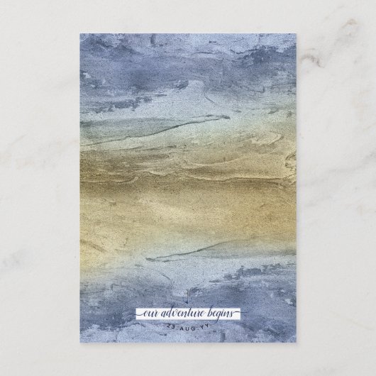 #Nautisch blauw & Goud Waterverf #Wedding Details Informatiekaartje (Achterkant)