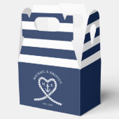 Nautisch Blauw Hart Anker Gestreepte Bruiloft Bedankdoosjes (Geopend)