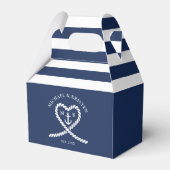 Nautisch Blauw Hart Anker Gestreepte Bruiloft Bedankdoosjes (Voorkant Zijde)