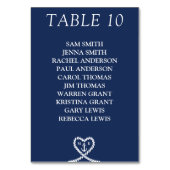 Nautisch Blauw Hart Monogram Bruiloft Zitkaarten Kaart (Voorkant)