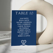 Nautisch Blauw Hart Monogram Bruiloft Zitkaarten Kaart