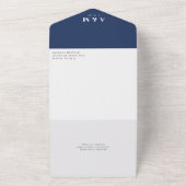 Nautisch Blauw Hart Monogram Kalender Bruiloft All In One Uitnodiging (Buitenkant)