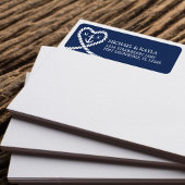 Nautisch Blauw Hart Rope Anker Monogram Bruiloft Etiket