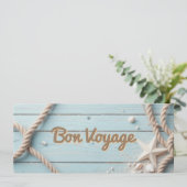 Nautisch Blauw Hout Touw Zeester Zeilen Kaart (Staand voorkant)