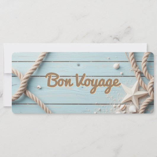 Nautisch Blauw Hout Touw Zeester Zeilen Kaart (Voorkant)