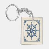  nautisch blauw kapiteinswiel sleutelhanger (Voorkant Links)
