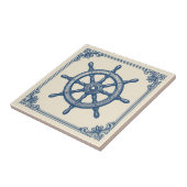 nautisch blauw kapiteinswiel tegeltje (Zijkant)