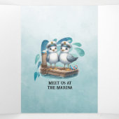 Nautisch Blauw Marina Stijl Trouwen Drieluik Uitnodiging (Binnenkant midden)