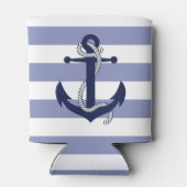 Nautisch blauw marineveranker met touw/blauwe stre blikjeskoeler (Achterkant)