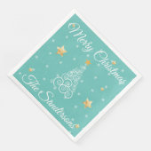 Nautisch blauw met kerstgolven servet (Hoek)