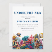 Nautisch blauw onder het Zee Boy Baby shower Kaart (Voorkant)