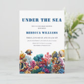 Nautisch blauw onder het Zee Boy Baby shower Kaart (Staand voorkant)