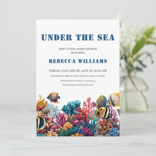 Nautisch blauw onder het Zee Boy Baby shower Kaart (Staand voorkant)