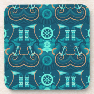 Nautisch blauw ontwerp bier onderzetter
