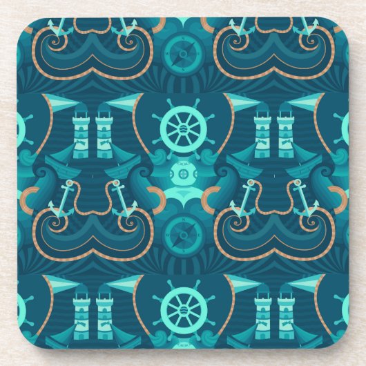 Nautisch blauw ontwerp bier onderzetter (Voorkant)