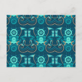 Nautisch blauw ontwerp briefkaart (Voorkant)