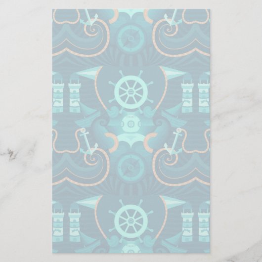 Nautisch blauw ontwerp briefpapier (Voorkant)