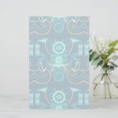 Nautisch blauw ontwerp briefpapier (Staand voorkant)