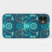 Nautisch blauw ontwerp Case-Mate iPhone case (Achterkant (horizontaal))