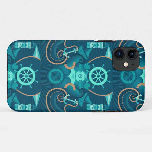 Nautisch blauw ontwerp Case-Mate iPhone case (Achterkant (horizontaal))