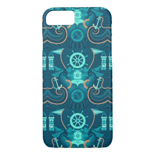 Nautisch blauw ontwerp Case-Mate iPhone case (Achterkant)