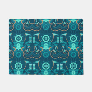 Nautisch blauw ontwerp deurmat