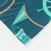 Nautisch blauw ontwerp fleece deken (Hoek)