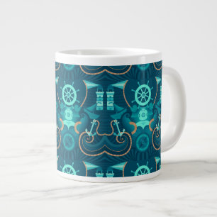 Nautisch blauw ontwerp grote koffiekop