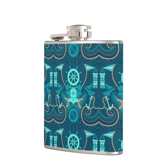 Nautisch blauw ontwerp heupfles (Links)