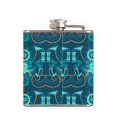 Nautisch blauw ontwerp heupfles (Achterkant)