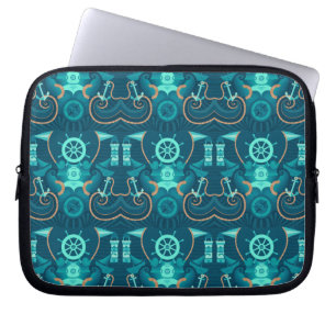 Nautisch blauw ontwerp laptop sleeve