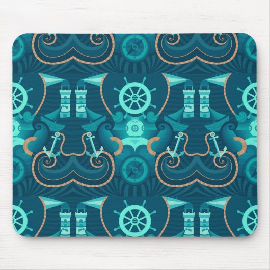 Nautisch blauw ontwerp muismat (Voorkant)