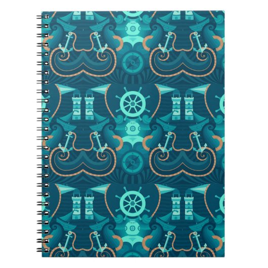 Nautisch blauw ontwerp notitieboek (Voorkant)
