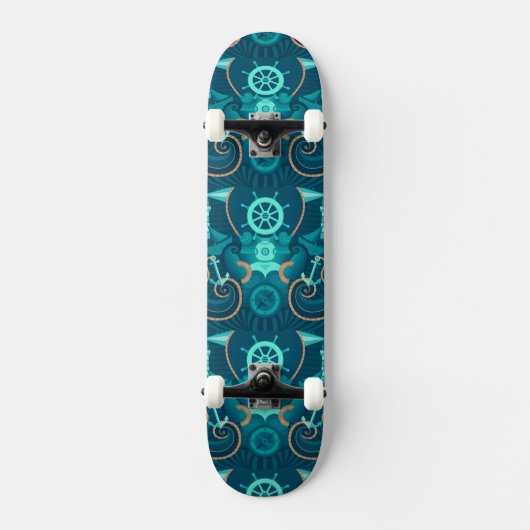 Nautisch blauw ontwerp skateboard (Voorkant)