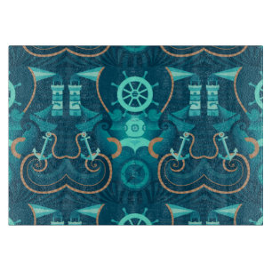 Nautisch blauw ontwerp snijplank