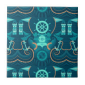 Nautisch blauw ontwerp tegeltje (Voorkant)