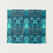 Nautisch blauw ontwerp wandkleed (Voorkant (horizontaal))