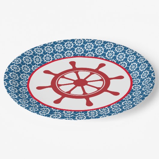 Nautisch blauw papieren bordje (Gekanteld)