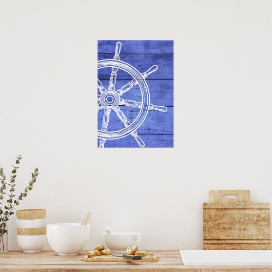 Nautisch blauw poster (Keuken)