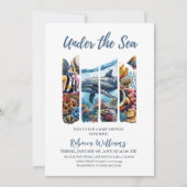 Nautisch blauw rif onder het Zeeen Baby shower Kaart (Voorkant)