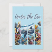 Nautisch blauw rif onder het Zeeen Baby shower Kaart (Achterkant)