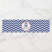 Nautisch blauw rood Baby showers flesje wikkellabe Waterfles Etiket (Enkel label)