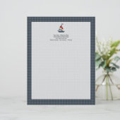 Nautisch blauw, rood, crèmezeilboot, aangepast custom briefhoofd (Staand voorkant)